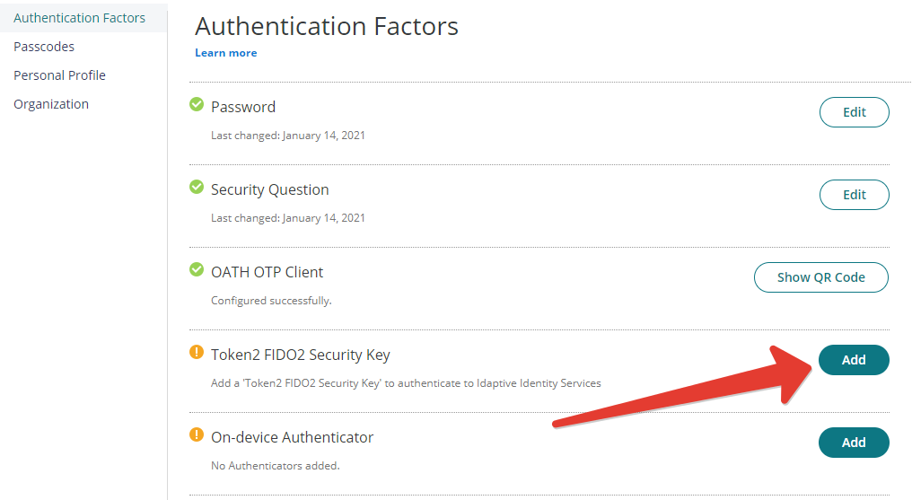 Using Token2 FIDO2 Security Keys with Cyberark Idaptive