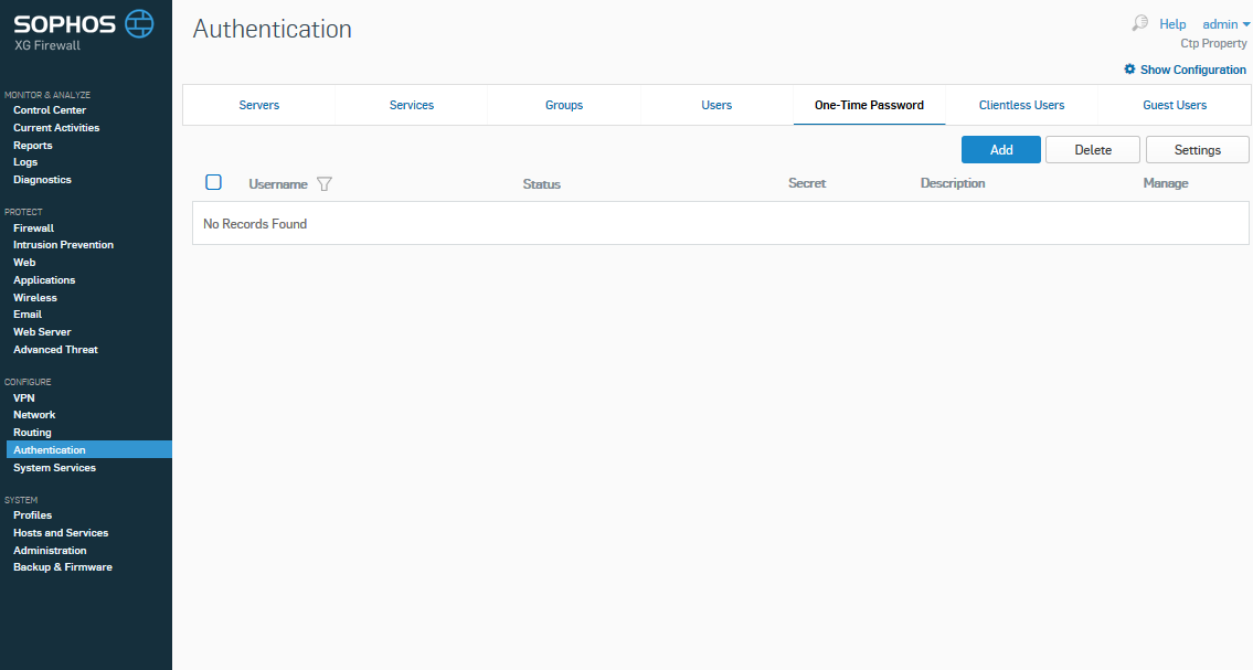 Sophos XG Firewall: Enable Token2 classic hardware tokens for multi-factor authentication