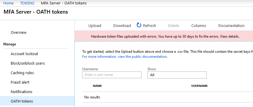 Classic hardware tokens for Office 365 / Azure cloud Multi-factor authentication